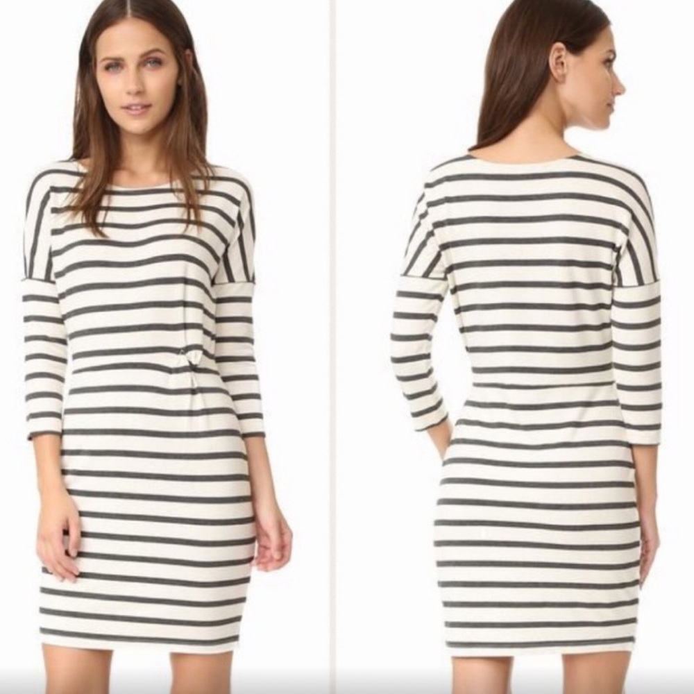 Cupcakes and Cashmere Everest Stretch Body Con Black white Stripe Dress M 6 8